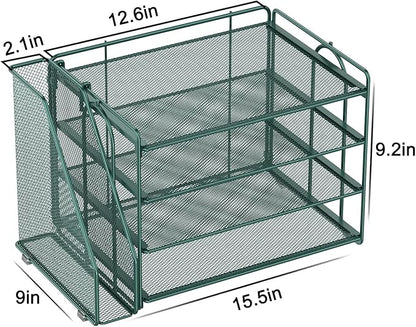 Spacrea Paper Organizer, Desk Organizers and Accessories for Desk with File organizer, Desk Accessories & Workspace Organizers for Catalog & Reference Racks (Dark Green)