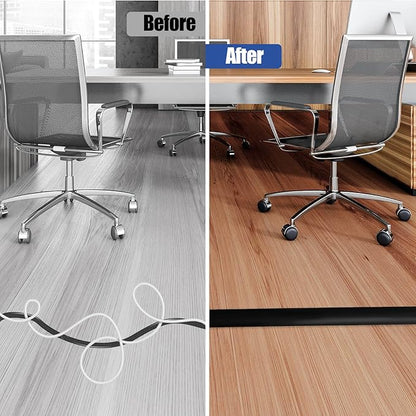 Floor Cord Cover Self Adhesive Cord Hider,10FT Cable Management, Extension Strip Protector for Wires, Prevent Cable Trips for Offices, Gyms, Exhibitions Cavity:0.39"(W) x 0.27"(H) Black