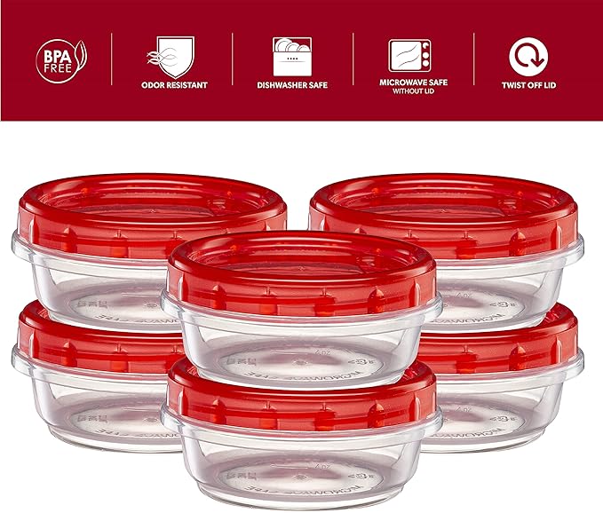 ELEGANT DISPOSABLES (8 Ounce 20 Pack) Twist cap Containers Clear Bottom With Red Top Screw on Lids Twist Top Food Storage Freezer Containers