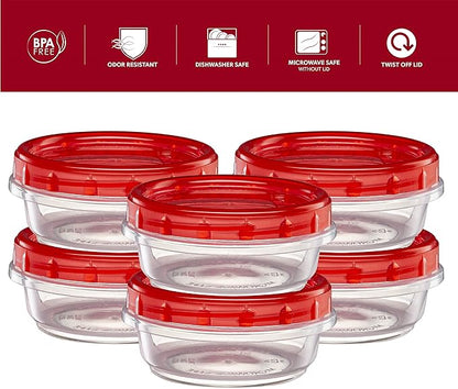 ELEGANT DISPOSABLES (8 Ounce 10 Pack) Twist cap Containers Clear Bottom With Red Top Screw on Lids Twist Top Food Storage Freezer Containers