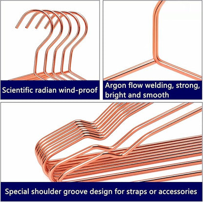 Amber Home 30 Pack 17" Rose Gold Strong Metal Hanger, Copper Clothes Hangers, Heavy Duty Coat Hangers, Standard Suit Hangers for Jacket, Shirt, Dress (Copper, 30)