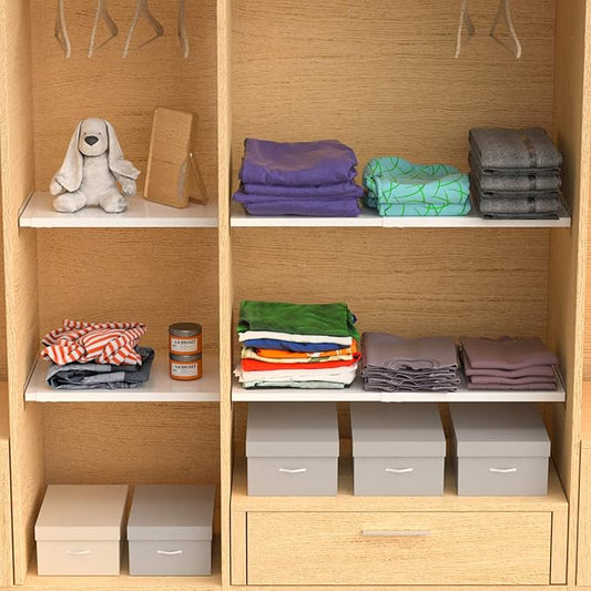 Adjustable Closet Storage Shelves, Heavy Duty Expandable Wardrobe Shelves Organizer System for Closet Cabinet Wardrobe Cupboard Bedroom Garage 2 Pack (L:16.9'' to 31.5"; W:11.8'')