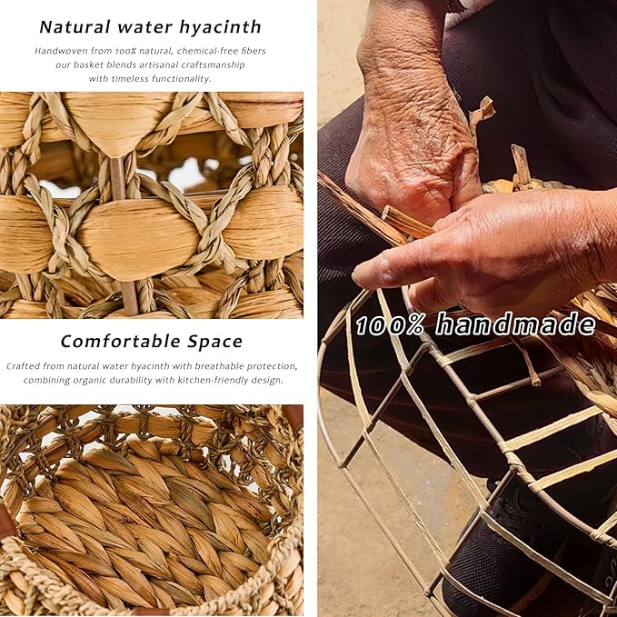 Farmhouse Oval Egg Baskets for Collecting Fresh Eggs,Small Wicker Basket with Handle,Garden Harvest Basket for Gathering Vegetables,Fruit Basket Bin for Kitchen,Garden,Picnic (Round-M)