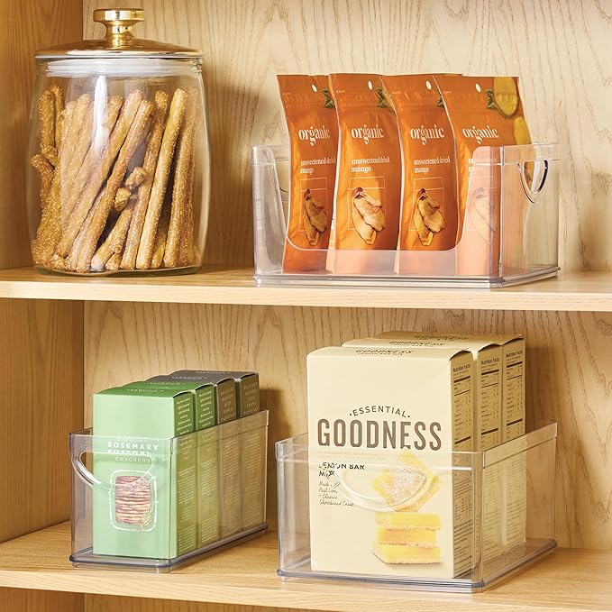 iDesign Recycled Plastic Cabinet and Pantry Storage Bin with Integrated Handles – 10” x 4.25” x 5”, Clear Bin