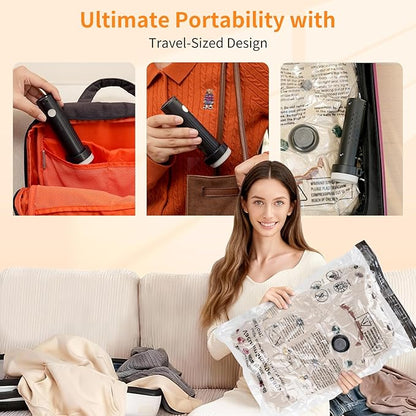 33 Pack Travel Vacuum Storage Bags With Electric Pump (8 small, 8 medium, 8 large, 8 extra large) For Clothing Suitcases And Backpacks, Saving Space For Clothes And Clothing Travel