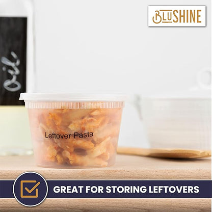 BluShine [36 Sets] 16 oz. Plastic Deli Food Storage Containers with Airtight Leak Proof Lids - Reusable -Microwave, Fridge, and Freezer Safe