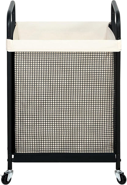 STO STO Laundry Hamper, 90L Rolling Laundry Sorter Cart with Removable and Washable Liner Bag, Clothes Hamper with Wheels and Metal Handle for Laundry Room and Bedroom