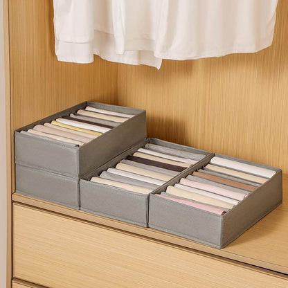 4 Packs T-shirt Drawer Organizers for Clothing,10 Grids Compartment Wardrobe Storage Box, Washable Clothes Organizer for Folded Clothes, T-shirt, Legging, Silk Scarve
