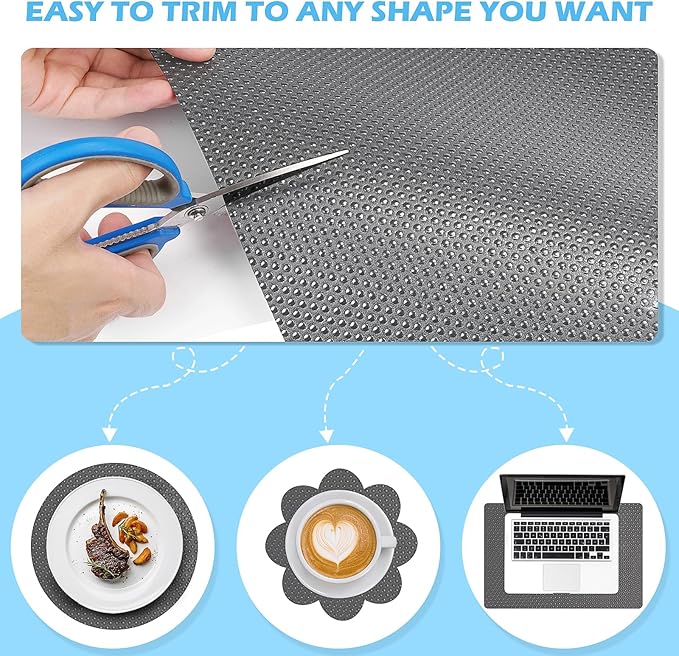Drawer Liners, Waterproof Shelf Liner, Anti-Slip Non-Adhesive BPA Free Kitchen Cupboard Cabinet Liner Refridge Fridge Mats Sink Protector Strong Durable for Home (Grey/15.7in x 20Ft)