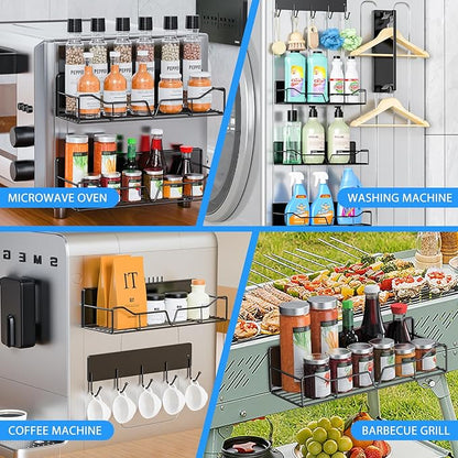 DmGoJZkV 5PCS Washing Machine Storage Rack with Hooks and Hangers, Refrigerator, Washing Machine, Microwave, and Barbecue Grill Warehouse Storage Rack