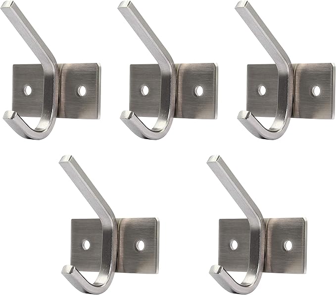 WEBI Coat Hook 5 Set, SUS 304 Heavy Duty Single Robe Hat Bath Towel Hook Closet Clothes Hanger Rail Garment Racks Holder Home Storage & Organization, Wall Mountable, Brushed Finish, C-CBG01
