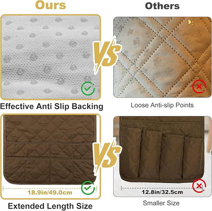 Gloserin Remote Control Holder for Recliner,Armchair Caddy,Non Slip Sofa Armrest Storage Organizer for Recliner Couch with 6 Pockets for TV Remote,Cell Phone,Magazine (Brown)