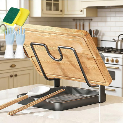 2026 New Kitchen Pot Lid Storage Rack, Pot Lid Holder While Cooking, Double Layer Lid and Spoon Rest With Tray, Multifunctional Spatula Holder For Stovetop, Kitchen Counter (Single Layer-grey)