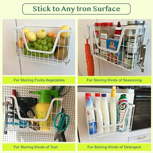 Magnetic Spice Rack for Refrigerator, Fridge Organizers and Storage, Pantry Organizers & Storage, Magnetic Shelf for Refrigerator, Laundry Room Organization, Magnetic Wall Shelf (White)