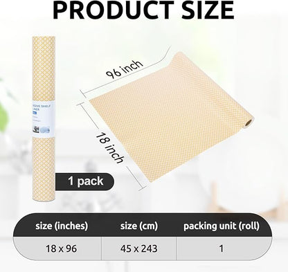 RAY STAR 18X96 Inch Shelf Liner for Kitchen Cabinets, Non-Adhesive Cabinet Liner Washable, PVC Drawer Liner for Dresser Non-Slip Bathroom (Yellow Circle)(1 Roll)