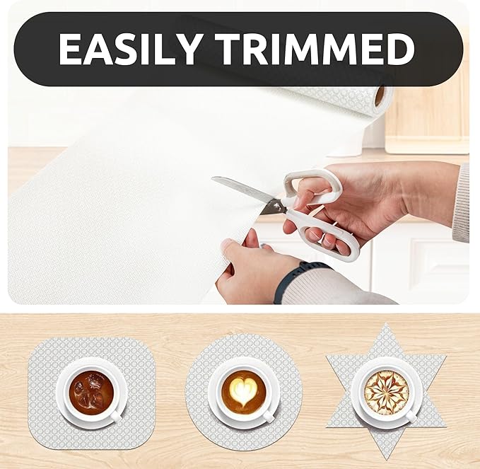 RAY STAR 12X120 Inch Shelf Liner for Kitchen Cabinets, Non-Adhesive Cabinet Liner Washable, PVC Drawer Liner for Dresser Non-Slip Bathroom (White Circle)(2 Roll)
