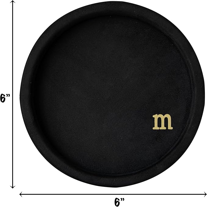 COLLECTIVE HOME - Velvet Jewelry Tray, 6" Monogrammed Jewelry Dish, Smooth Velour Display Dish for Rings, Earrings, Necklaces, Makeup, Personalized Gifts for Women (Black-m)