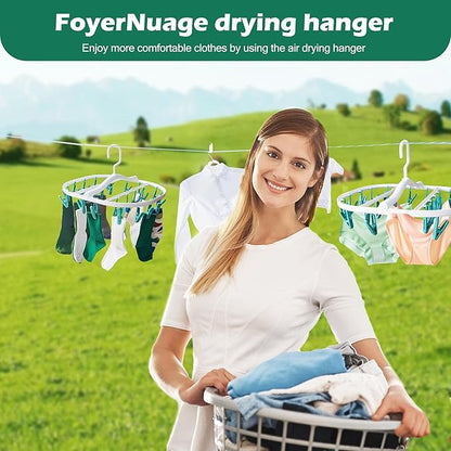 Premium Plastic PP Drying Hanger, Anti-Rusty Drying Rack for Clothes, Socks, Lingeries, Delicates, Drying Hanger with 24 Clips for Baby Clothes, Towels
