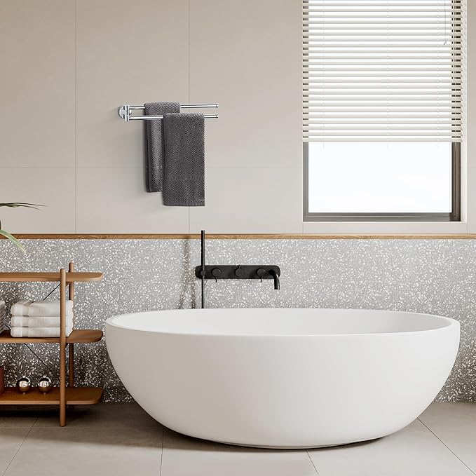 BGL Swivel Towel Bar for Bathroom Chrome,Swing Out Double Towel Bar 2-Arm Kitchen Wall Mounted Towel Hanger Holder for Bathroom Organizer