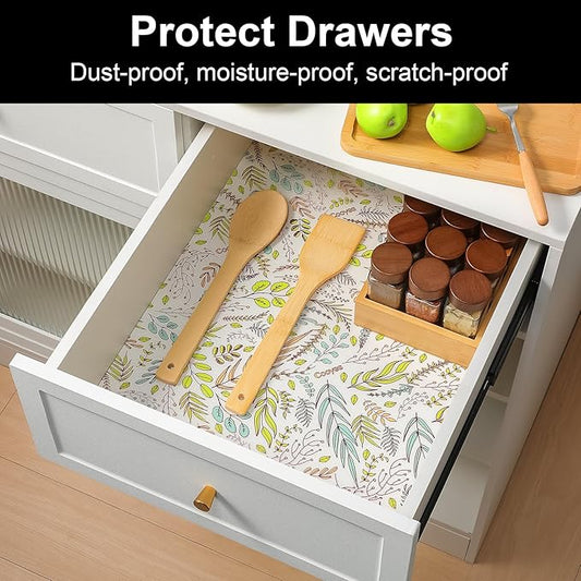 Cooyes Shelf Liner, Non-Adhesive Waterproof Drawer Liner, Durable Easy-to-Cut EVA Shelf Paper for Kitchen Cabinets, Refrigerator, Cupboard, and Dresser （11.8" W x 118" L）