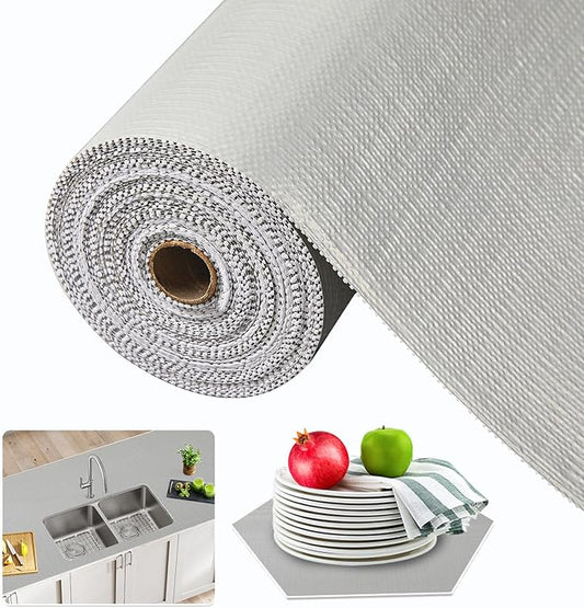 Beautysaid Shelf and Drawer Liner for Kitchen Cabinet, Non Adhesive Non Slip Shelf Paper Waterproof Washable Thickened for Dresser Pantry Shelve Bathroom Protector Liner(Light Grey,18 in x 10 FT)
