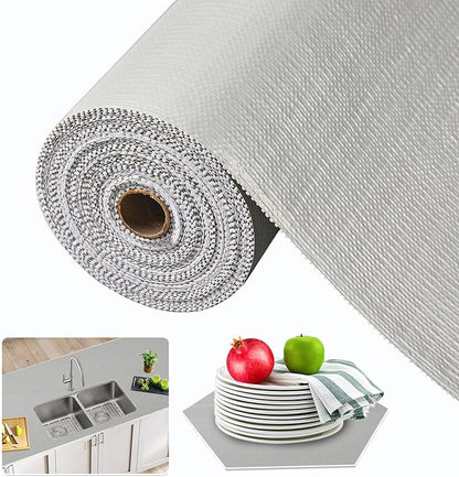 Beautysaid Shelf and Drawer Liner for Kitchen Cabinet, Non Adhesive Non Slip Shelf Paper Waterproof Washable Thickened for Dresser Pantry Shelve Bathroom Protector Liner(Light Grey,12 in x 20FT)