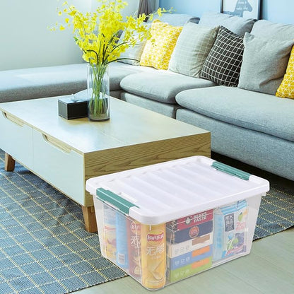 Quickquick 36 Quart Latch Clear Storage Tote, Plastic Storage Bin with Latching Lid, 6 Packs