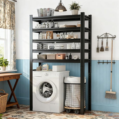Over Washer and Dryer Shelves,5 Tiers Adjustable Height Laundry Room Storage and Organizer Standing Shelf,Washing Machine Rack for Organization and Storage, 72''H*39.4''W*15.7''D