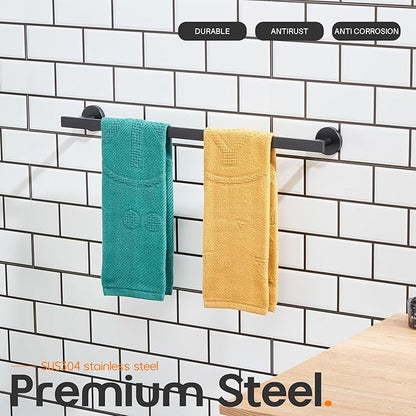 24 Inch Bathroom Towel Racks Bath Towel Bars Kitchen Towel Holder Towel Rails Wall Mounted SUS304 Stainless Steel Matte Black AN4001MB-L24