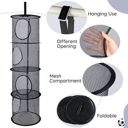Basumee Stuffed Animals Net or Hammock 2 Pcs Stuffed Animals Storage Toy Net Hammock for Plushies Storage Organizer Mesh Kids Girls Room Decor, Black, 4 Tiers