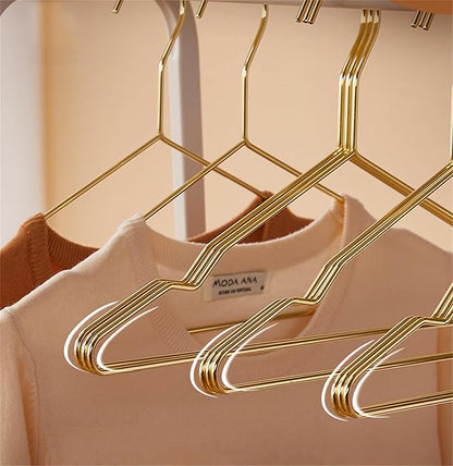 Better to U 17 Inch Metal Clothes Hanger, 4.0mm Heavy Duty Shirt Blouse Hanger for Coat Suit Bridal Boutique, Space Saving Slim Wire Hanger for Camisole Trousers Wedding Dress（Gold 36pack）