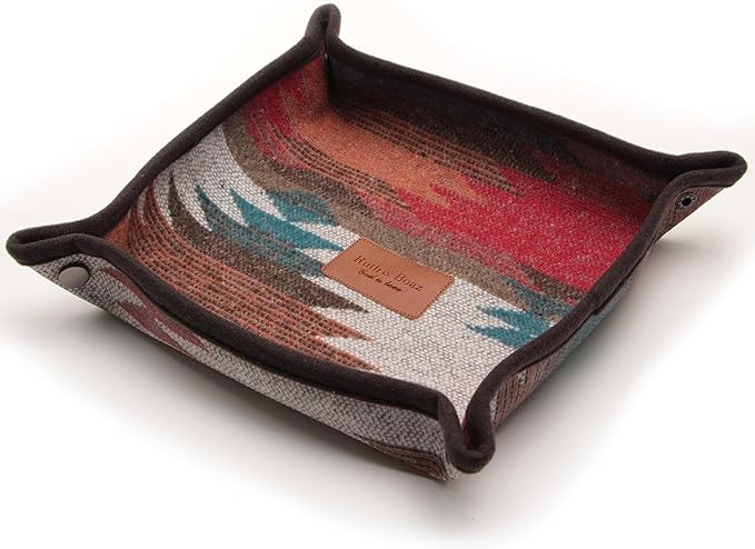 Ruth&Boaz Wool Fabric Valet Tray | EDC Tray | Lay Plat Wool Tray Suitable for Travel 8x8 inches(M-orange)