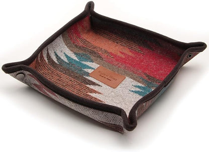 Ruth&Boaz Wool Fabric Valet Tray | EDC Tray | Lay Plat Wool Tray Suitable for Travel 8x8 inches(M-orange)
