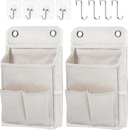 Hanging Basket for Organizing, Wall Organizer with Pockets and Over The Door Organizer，Can for Home, Closet, Office and Camper (2 White)