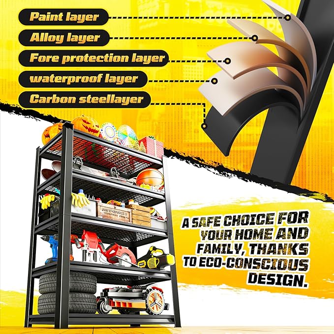 72" H Garage Storage Shelves 5-Tier,Garage Storage System Shelves Adjustable 3000LBS,Storage Shelving for Basement,Pantry,Kitchen,Warehouse,72" H x 59" W x 20" D