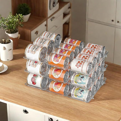 Can Organizer for Pantry Soda Can Organizer Automatic Rolling Food Pantry Storage Rack Can Dispenser for Fridge Holds 24 Cans, Fits 5.8-Inch Soda and Can, Set of 6
