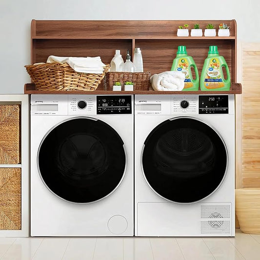 Royxen Laundry Countertop with 20" Shelf Universal Fit, Washer and Dryer Countertop with Storage Space, Laundry Room Storage (Walnut)