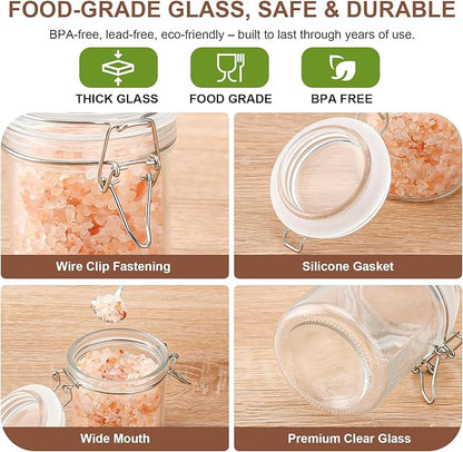 12 Pack Spice Jars, 8 oz Glass Containers with Airtight Lids, Small Herb Jars with Labels for Kitchen Storage