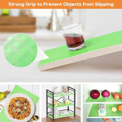 Green Fridge Liner Shelf Liners for Kitchen Cabinet Refrigerator Liners Waterproof & Oil-Proof Kitchen Cupboard Liner Non Adhesive Drawer Mats EVA Material for Shelves 17.5 x 393.7 Inches