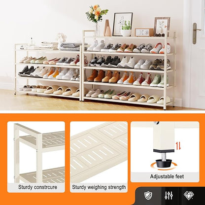 5-Tier Heavy Duty Metal Shoe Rack, 200 lbs Load Capacity Shoe Organizer with Reinforced Steel Tubes, No-Wobble Free Standing Shoe Shelf for Entryway, Closet, Bedroom, Dorm – Easy Assembly, Black