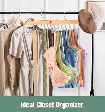 4 Pack Bra Hangers for Closet Organizer Upgraded Non-Slip Bra Organizer for Closet Tank Top Hanger Multi Hangers Space Saving with 40 Hooks for Belt, Tie, Tank Top, Necklaces