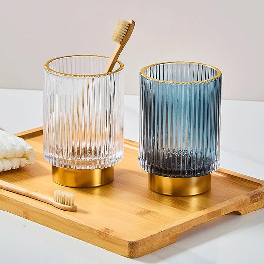 LEICURACE Makeup Brush Holder Organizer,Toothbrush Holders,Desk Pen Pencil Holder,Multifunctional Vintage Glass Brush Cup（L/White/A3-9-US）
