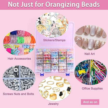Funtopia 40 Pcs Bead Organizers and Storage, Small Clear Plastic Storage Containers with Lids, Mini Transparent Organizer Boxes for Jewelry, Toys, Beads, Small Parts and Crafts Accessories