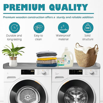 Royxen Laundry Countertop Solid Wood, Countertop for All Front-Loaded Washing Machine and Dryer, Extra Room for Laundry Room, Gray