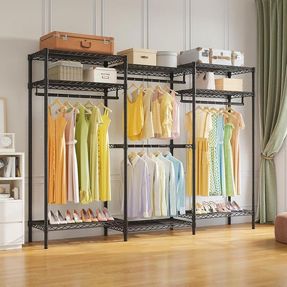 VIPEK V5i Plus Wire Garment Rack Heavy Duty Clothes Racks for Hanging Clothes, Large Free Standing Wardrobe Closet Metal Clothing Racks with Adjustable Shelves for Bedroom, Black