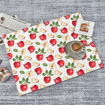 Apple Orchard Wood Grain Dish Drying Mat 18x24 For Kitchen Counter Absorbent Microfiber Dishes Pad Dish Drainer Rack Mats Fast Dry Kitchen Accessories
