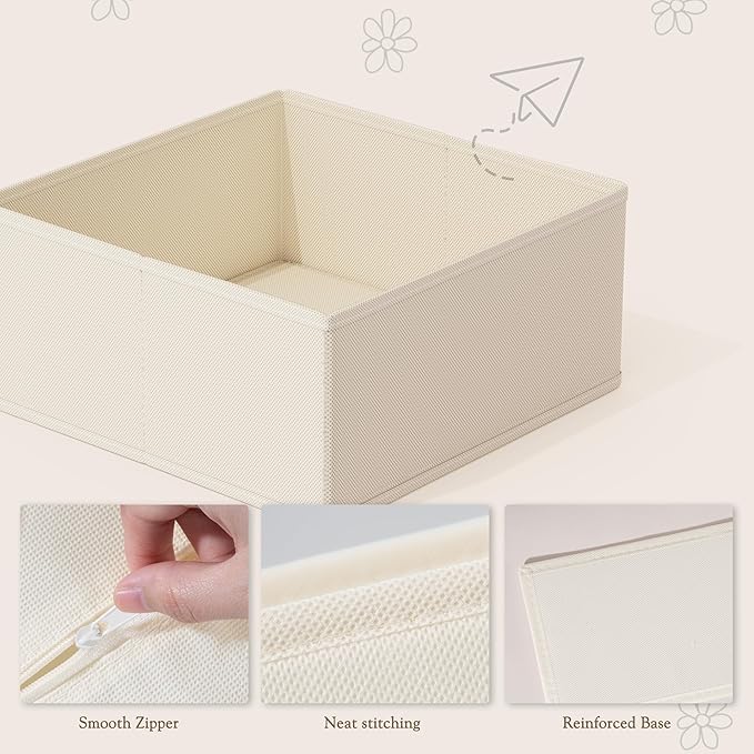 Criusia Drawer Organizers 18-Piece Set, Dresser Organizer for Baby Clothes, Foldable Closet Storage & Drawer Dividers for Underwear, Socks, Nursery (Beige)