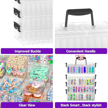 Bead Organizer Box 120 Pcs, 4-Tier Large Capacity Stackable Bead Storage Containers, Portable Plastic Craft Organizers for Jewelry Making, Bracelets, DIY, Nail Art Charms