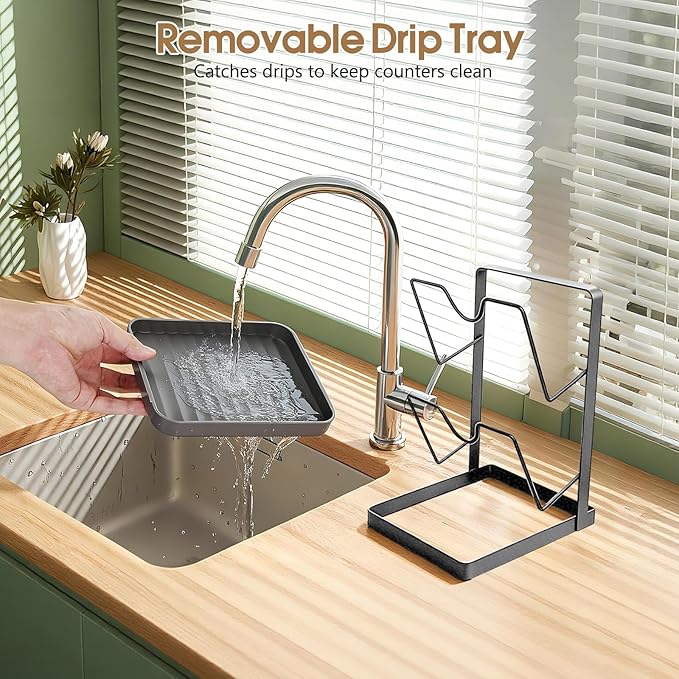 Fvellix 2 Tier Pot Lid Holder Rack for Kitchen Storage, Multifunctional Pan Lid Organizer for Countertop, Kitchen Spoon Rest with Lid Holder Rack for StoveTop（Silver
