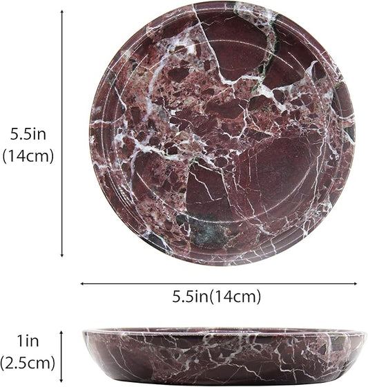 Small Natural Marble Jewelry Tray Key Plate Holder Dish Trinket Decor Catch All Bowl for Ring Earring Stone Gift for Women Daugther,Rosso Levanto